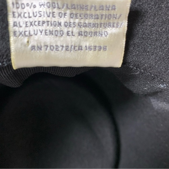 Liz Claiborne Womens Fedora Hat Wool Wide Brim Black Beaded Strap main image 6